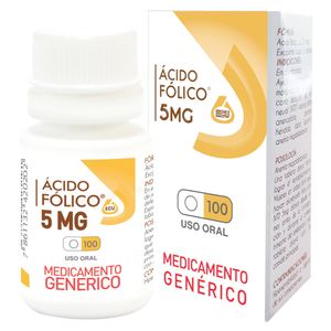 Ecu Ácido Fólico Tableta 5 mg Frasco Con 100 Unidades