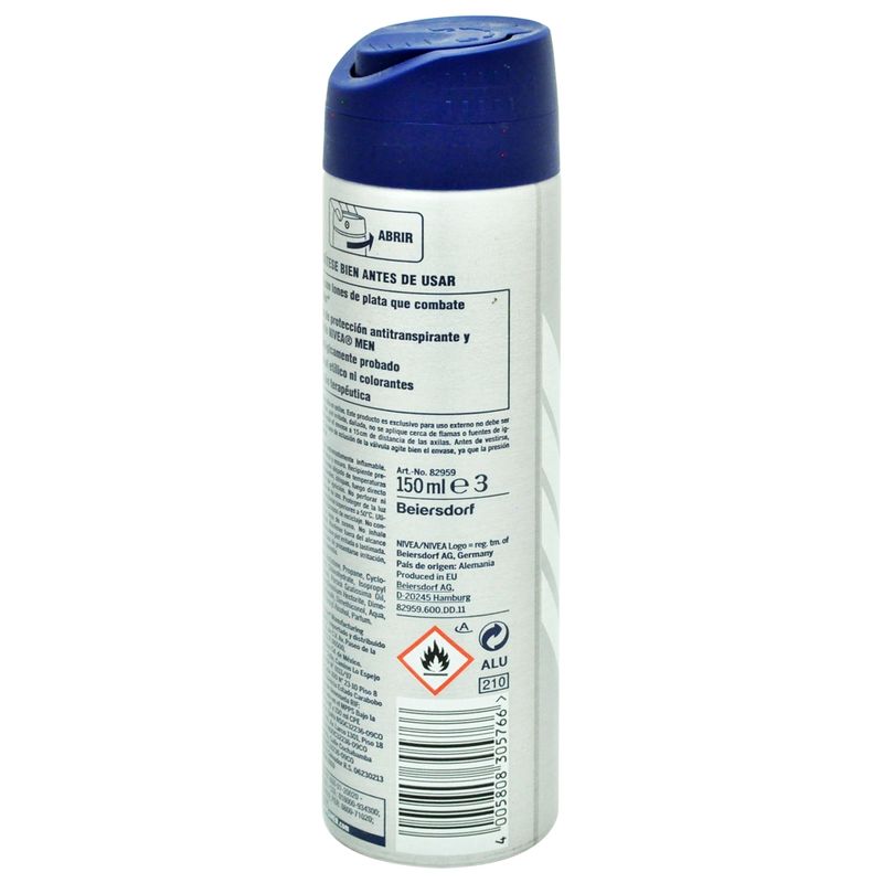 NIVEA Men Silver Protect Deodorantspray, 250 Ml – 48h Schutz, Frischer Duft, Mit Silberionen