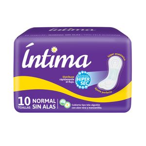 Íntima Toallas Sanitarias Normales con Alas 10 Unidades