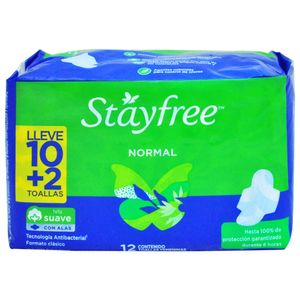 Stayfree Toall Sanit Normal con Alas 12 Unidades