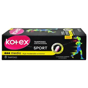 Kotex Tampones Sport con Aplicador Medio 8 Unidades
