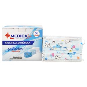 Medica Mascarilla Quirúrgica Pediátrica con Elástico 50 Unidades