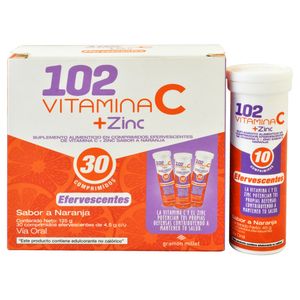102 Vitamina C+Zinc Tabletas Efervescentes 4.5 g Caja de 10 Unidades X 3