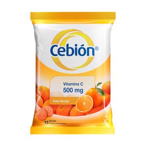 Cebión Tabletas Masticables Naranja Caja Con 12 Unidades