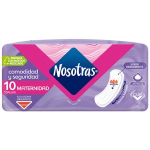 Nosotras Toallas Sanitarias Maternidad 10 Unidades
