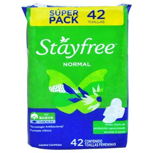 Stayfree Toallas Sanitarias Normal con Alas 42 Unidades