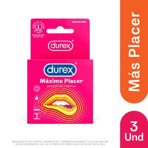 Durex Preservativos Máximo Placer Caja con 3 Unidades