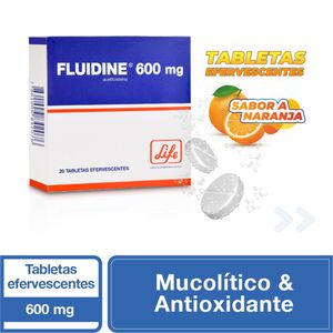 Fluidine Tabletas Efervescentes 600 mg Caja con 20 Unidades