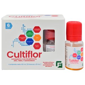 Cultiflor Suplemento Alimenticio Probiótico Frasco 10 ml 6 Unidades