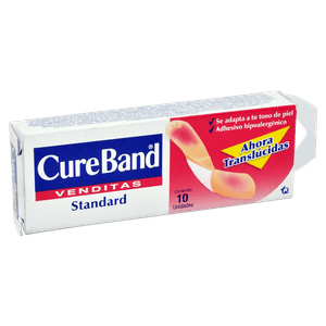 Cure Band Standard Venditas Translucida 10 Unidades