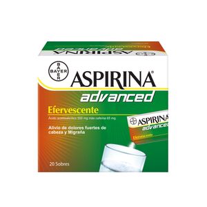 Aspirina Advanced Polvo Efervescente Sobre Caja con 20 Unidades