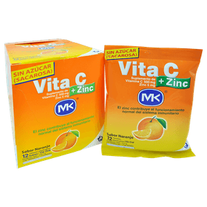 Vita C+Zinc Tabletas Masticables Naranja Sobre con 12 Unidades