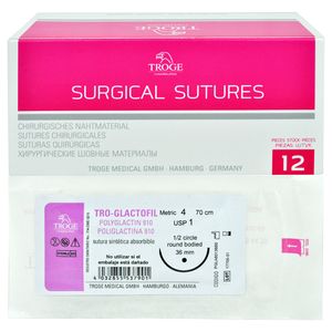 Troge Sutura Glacto Vicryl #1 70cm Ac 12 Unidades