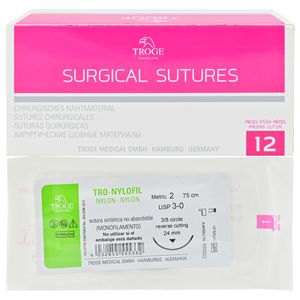 Troge Sutura Nylon 3/0 Ac 24mm 12 Unidades