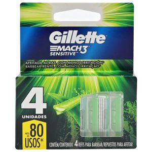 Gillette Cartuchos Afeitar Mach3 Sensitive 4 Unidades