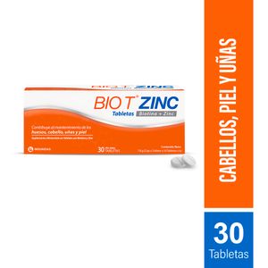 Bio T Zinc Tabletas 2.5/18.218 mg Caja Con 30 Unidades
