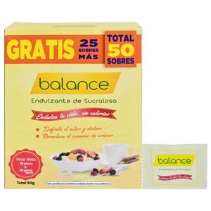 Balance Endulzante Polvo Sucralosa +25 50 Unidades