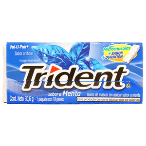 Trident Chicles Menta 30.6 g Caja 12 Unidades