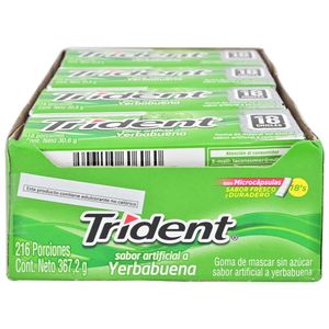 Trident Chicles Yerbabuena 30.6 g Caja 12 Unidades