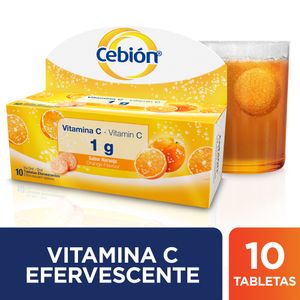 Cebión Tabletas Efervescentes Vitamina C Sabor Naranja 10 Unidades