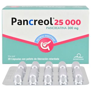 Pancreol 25 000 Cápsulas De Liberación Retardada 300 mg Caja 20 Unidades