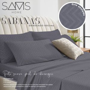 Sams Home Sabanas Microfibra Embozado Gris Azulado 2 Plazas