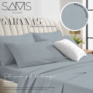 Sams Home Sabanas Microfibra Embozado Plomo Ceniza 2 Plazas