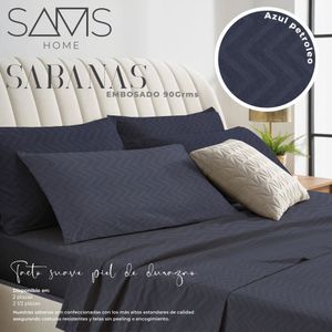 Sams Home Sabanas Microfibra Embozado Azul Petróleo 2.5 Plazas
