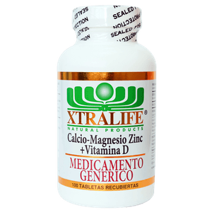Calcio Magnesio Zinc Vitamina D Xtralife Tabletas Recubiertas Frasco 100 Unidades
