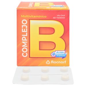 Rocnarf Complejo B + Ácido Fólico Tabletas Caja 60 Unidades