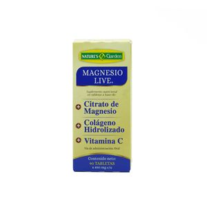 Magnesio Live Tabletas Con Citrato De Magnesio, Colágeno Hidrolizado Y Vitamina C Frasco 90 Unidades