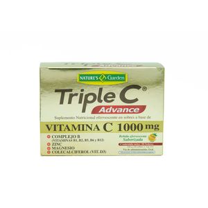 Triple C Advance Vitamina C 1000mg Efervescentes Complejo B, Vitamina D3, Magnesio Y Zinc Caja 20 Sobres