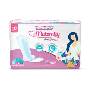 Maternity Anatómica Toallas Multifluidos 10 Unidades