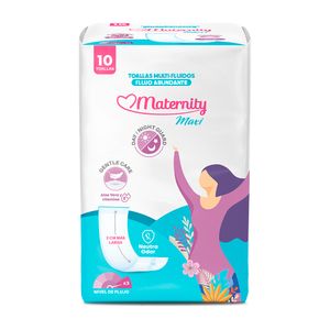 Maternity Toallas Sanitarias Multifluidos Flujo Abundante Maxi 10 Unidades