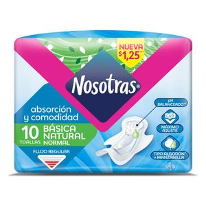 Nosotras Toallas Sanitarias Básica Natural 10 Unidades