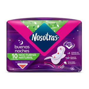 Nosotras Toallas Sanitarias Natural Buenas Noches 10 Unidades