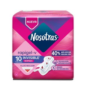 Nosotras Toallas Sanitarias Invisible Rapigel 10 Unidades
