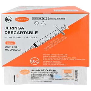 Vanjerin Jeringa 3ml 23g 1 Pulgada 100 Unidades
