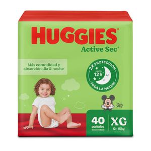Huggies Pañal Infantil Active Sec Xtra-Flex Extra Grande 40 Unidades